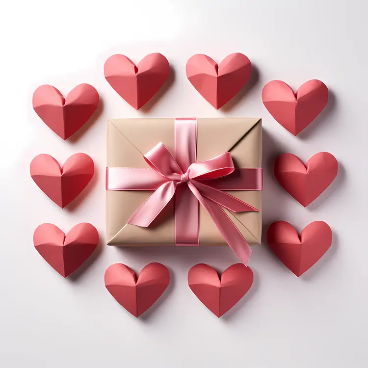 Gift Box with Hearts for Valentine's Day