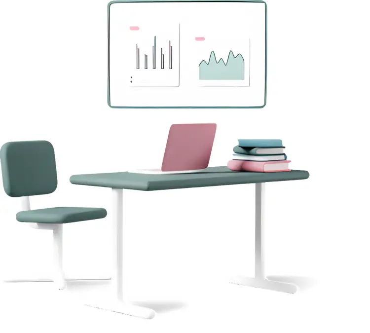 Modern office desk with laptop