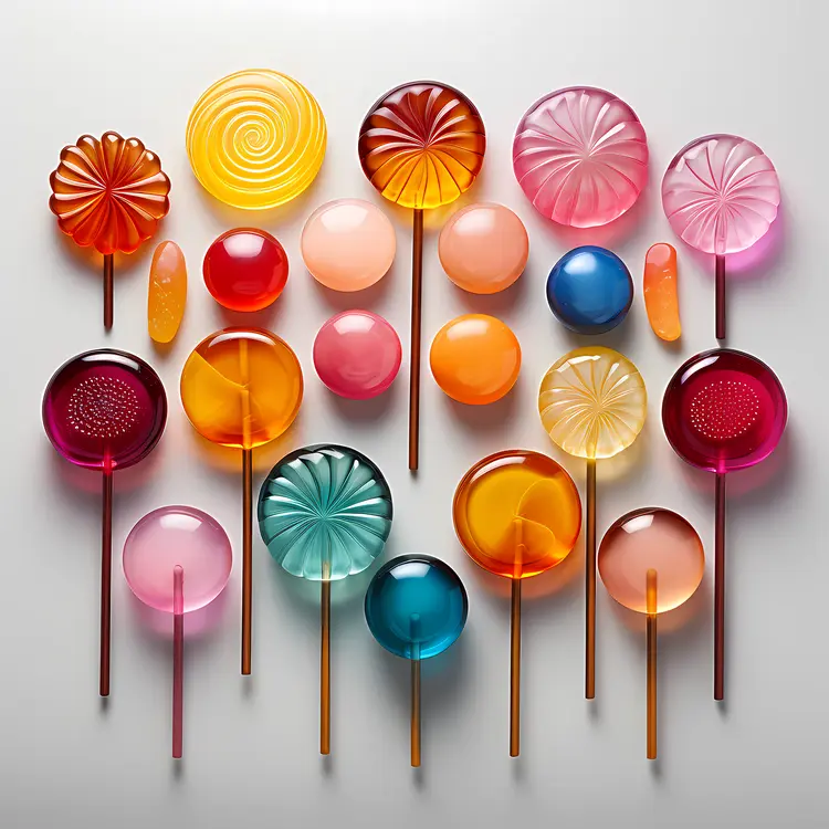 Bright and Colorful Lollipops in Various Shapes