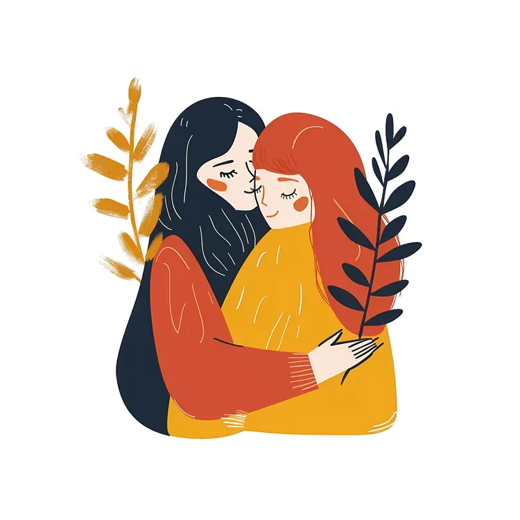 Illustration of Two Women Embracing
