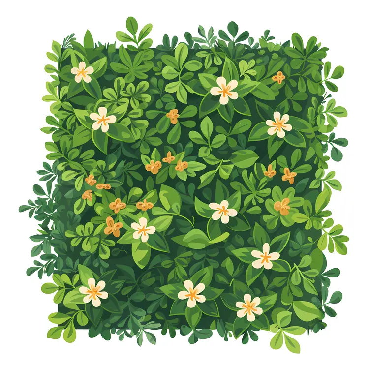 Green Bush with Small Flowers