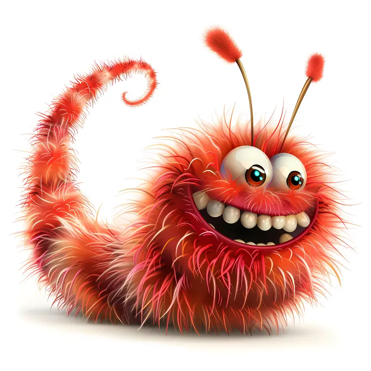 Red Furry Worm Character