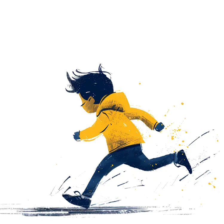 Child Running in a Yellow Jacket