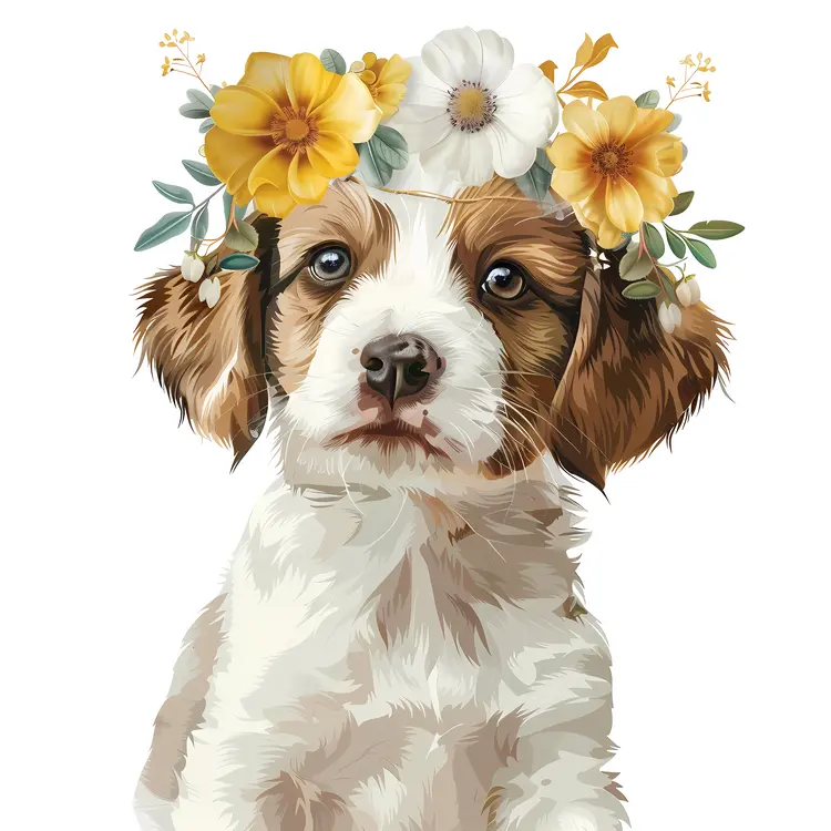 Adorable Puppy with Floral Crown