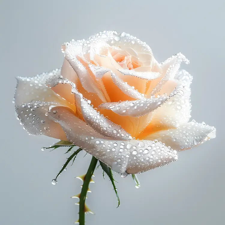 Dew-Covered Orange Rose