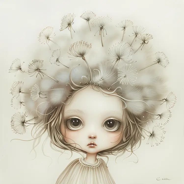 Whimsical Dandelion Girl Illustration