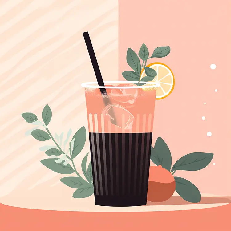 Glass with Black Drink and Lemon Slice