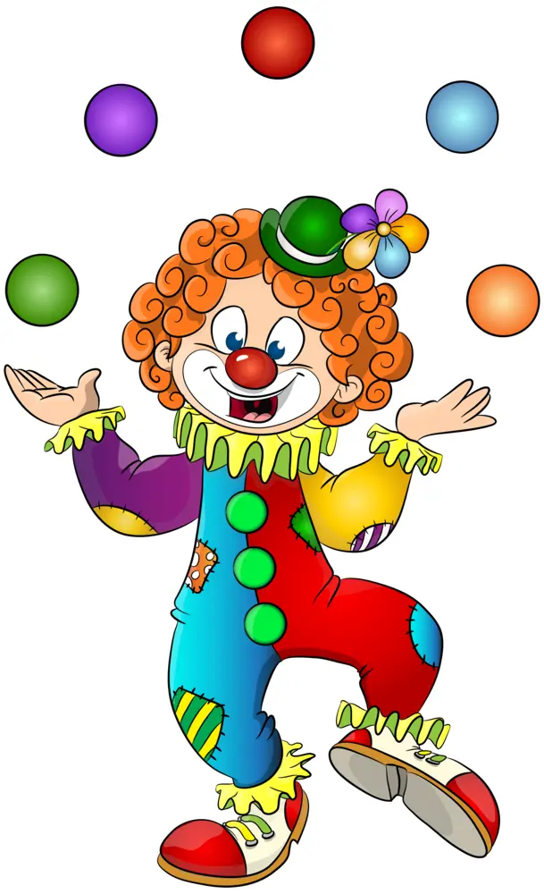 Juggling Clown in Colorful Suit