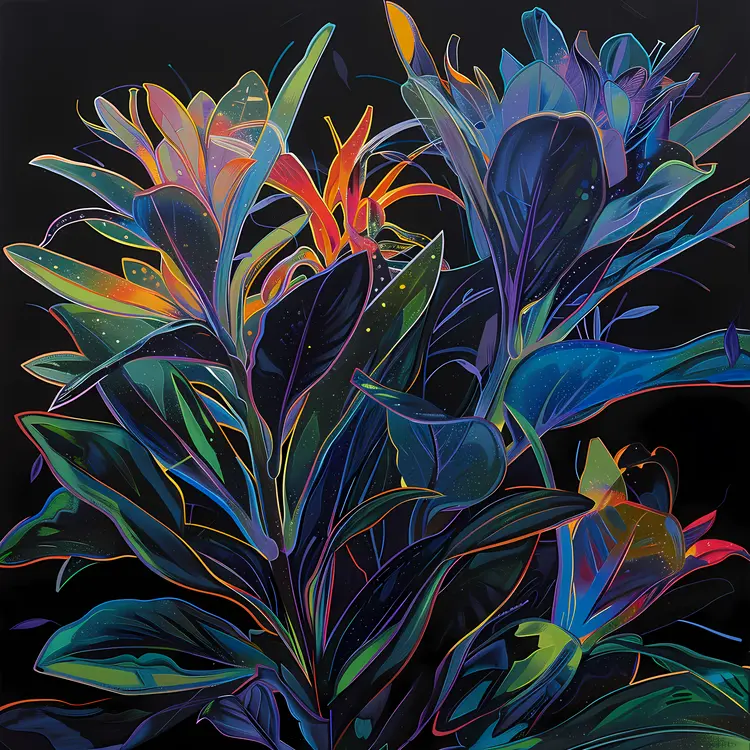 Colorful Abstract Leaves Art