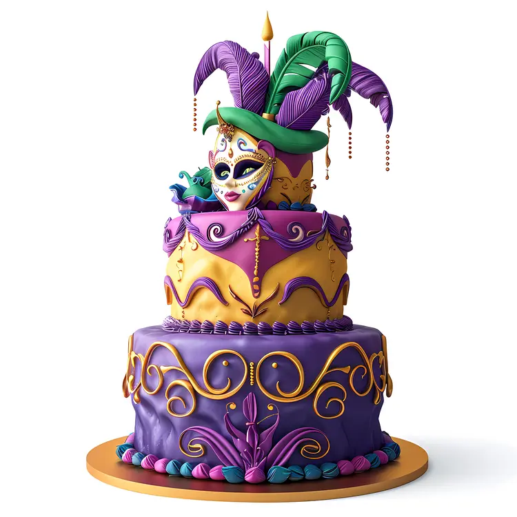 Decorative Cake with Mardi Gras Mask