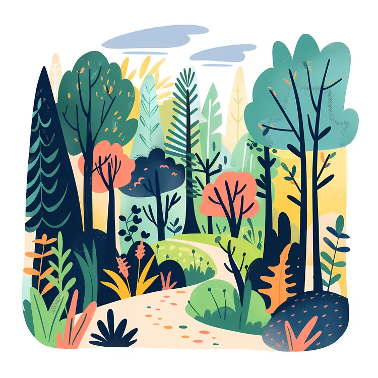 Colorful Forest with Path