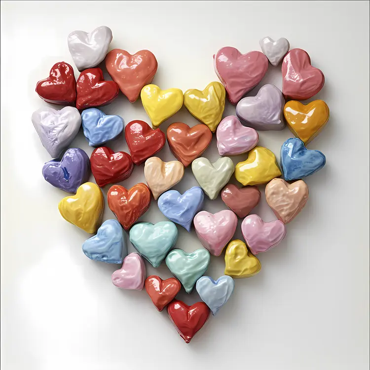 Heart Shape Made of Colorful Heart-Shaped Objects