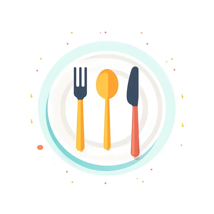 Colorful Cutlery on Plate Illustration