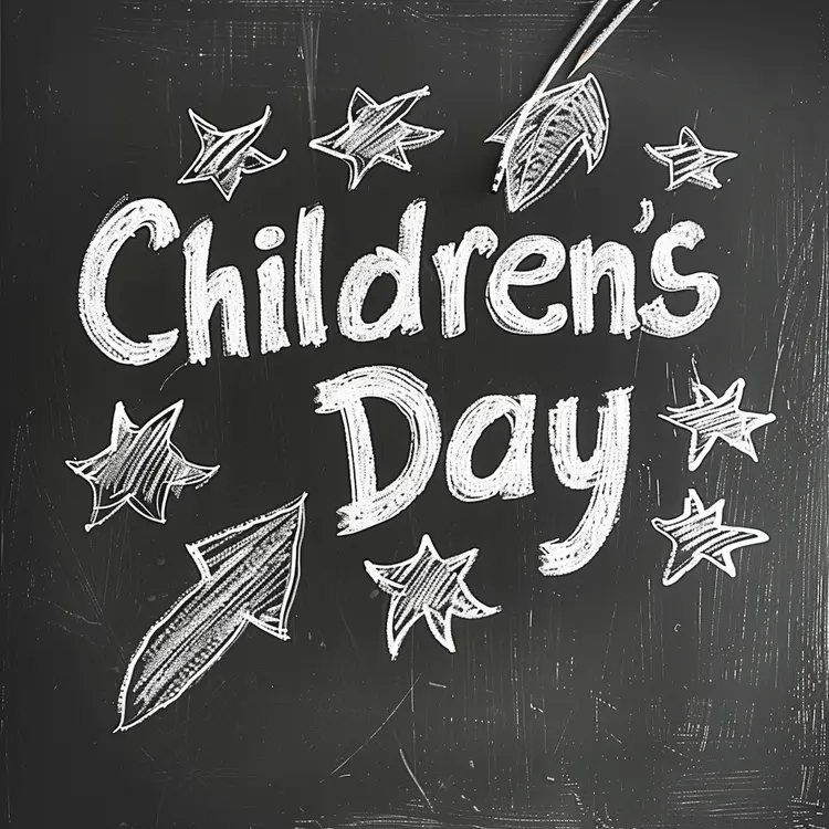 Black and White Chalkboard for Children's Day