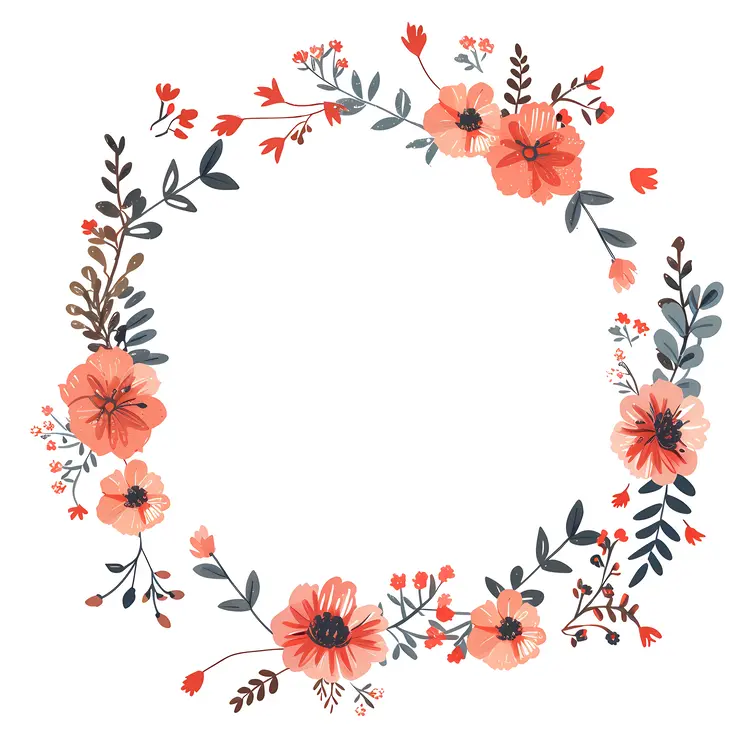 Colorful Floral Wreath with Red and Pink Flowers