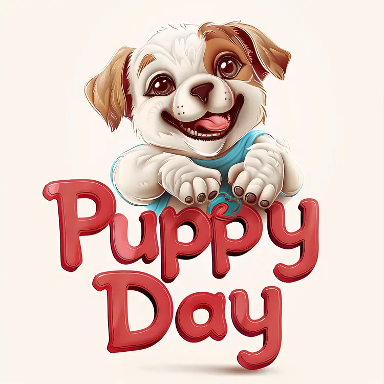 Happy Puppy for Puppy Day Celebration