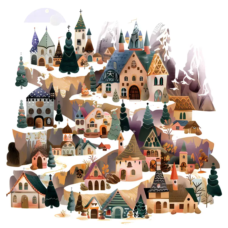 Picturesque Village in the Mountains