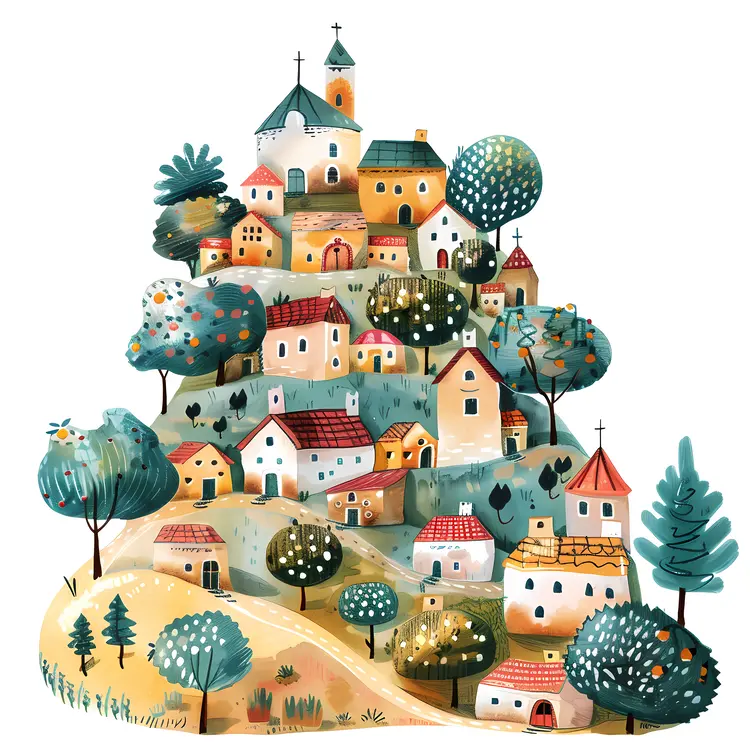 Charming Village with Cute Houses
