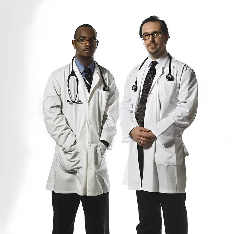 Two Doctors in White Coats