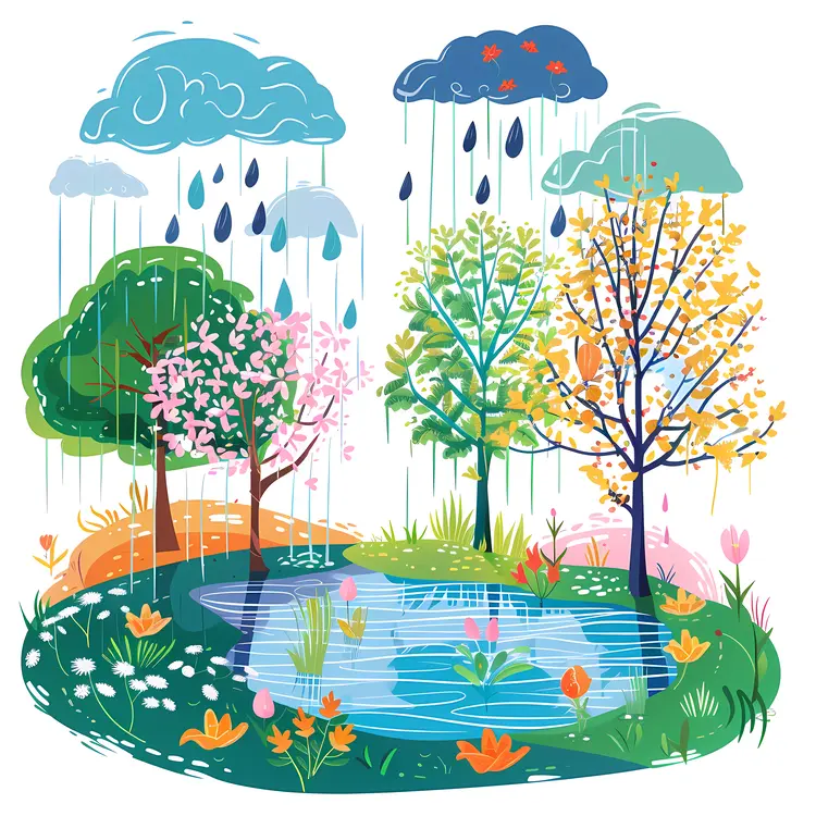 Rainy Spring Landscape