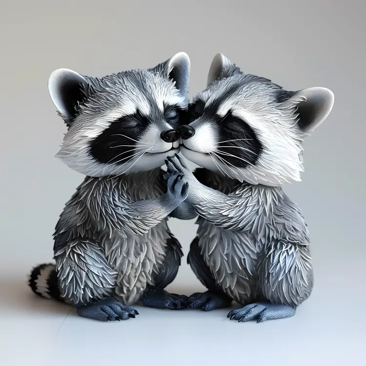 Cute Pair of Cartoon Raccoons