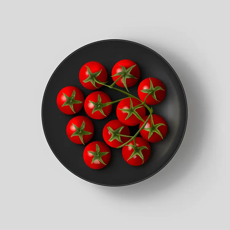Fresh Red Tomatoes on a Black Plate