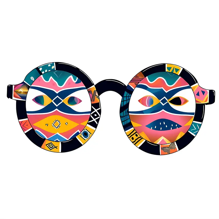 Patterned Round Glasses with Artistic Design