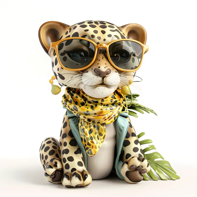 Cute Leopard with Scarf and Sunglasses