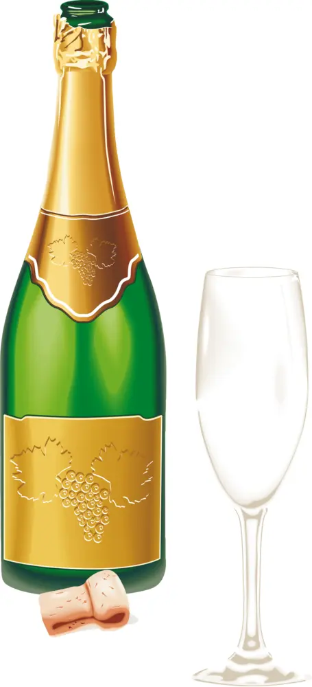 Champagne Bottle with Glass