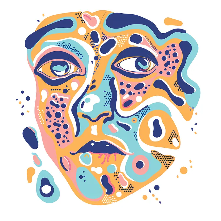 Abstract Face with Patterns Illustration