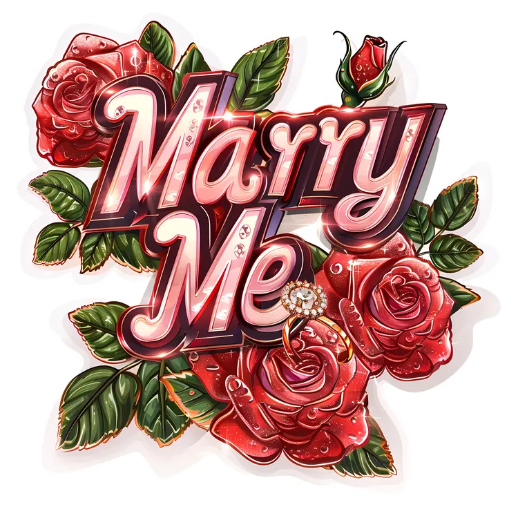 Marry Me Proposal with Roses and Ring