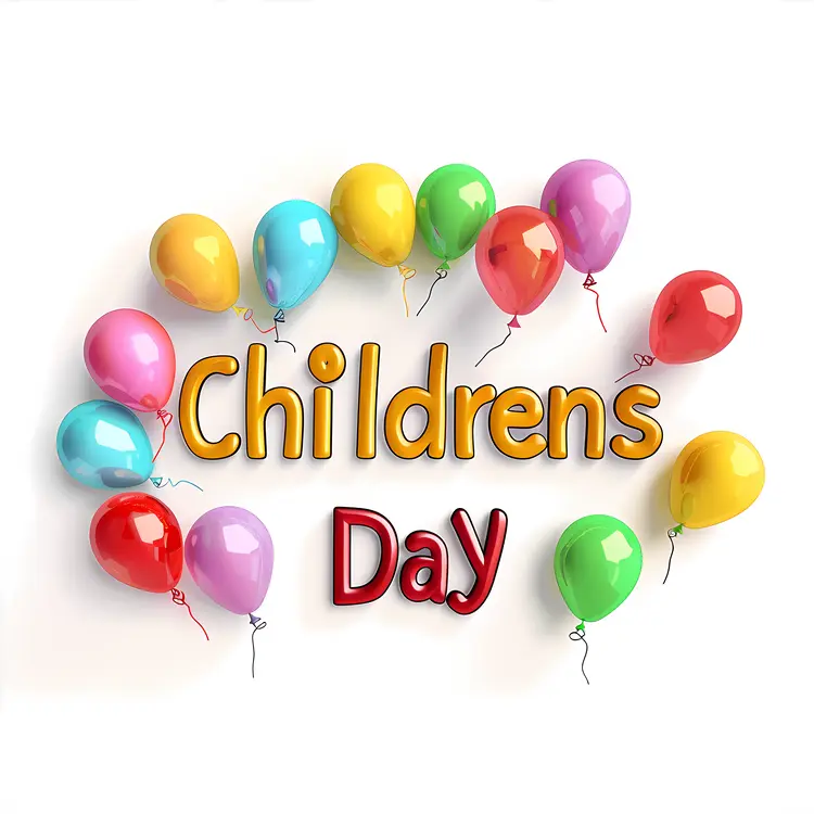 Colorful Balloons and Text for Children's Day