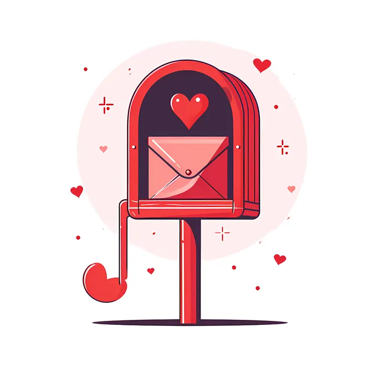 Red Mailbox with Heart and Envelope
