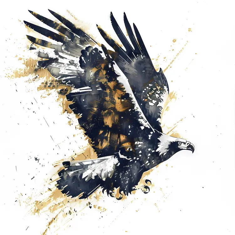Dynamic Watercolor Eagle in Flight