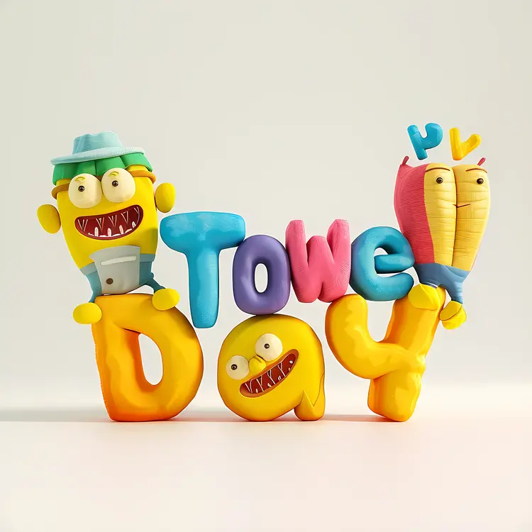 Cartoon Characters Celebrating Towel Day