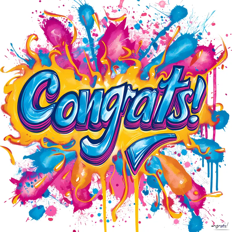 Congrats Text with Colorful Splashes