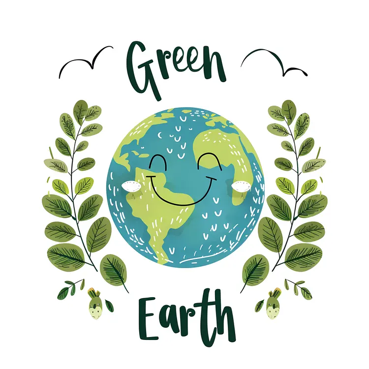Green Earth with Smiling Face