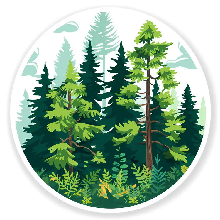 Lush green forest illustration
