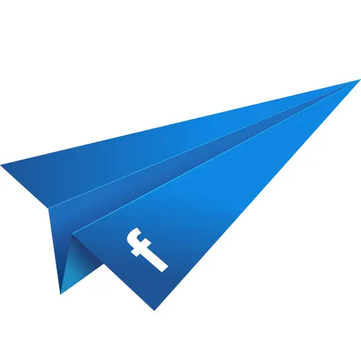 Blue Paper Airplane with Facebook Logo