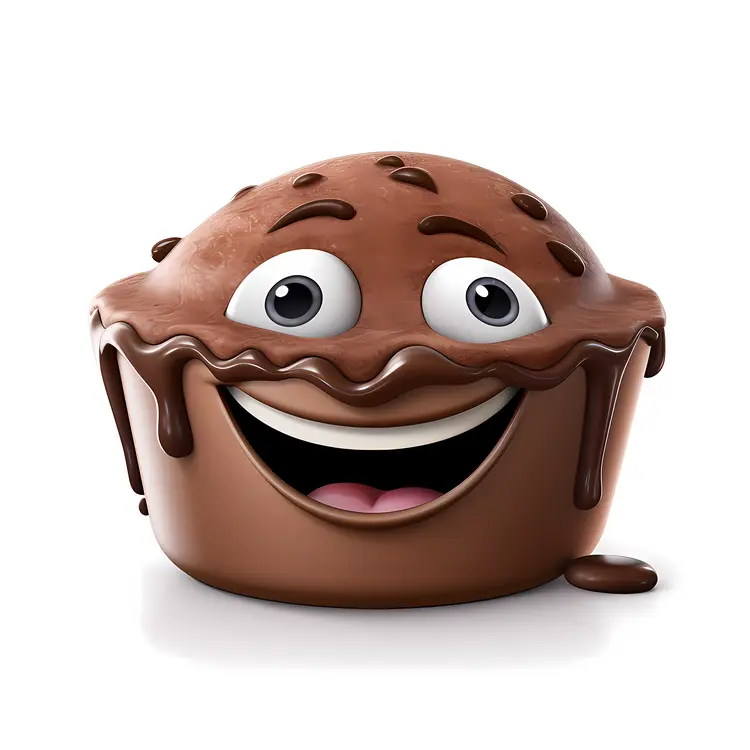Smiling Chocolate Muffin Cartoon