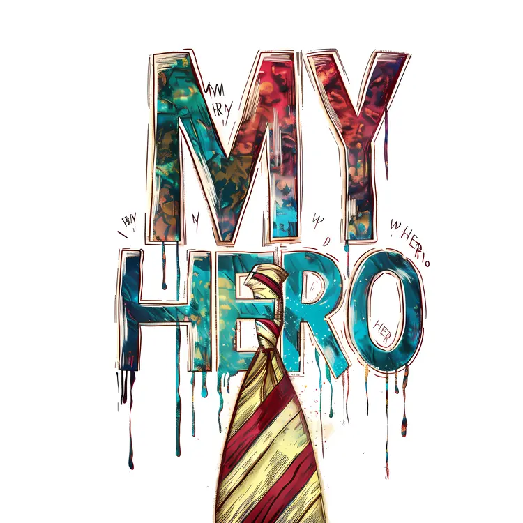 My Hero Text with Striped Tie