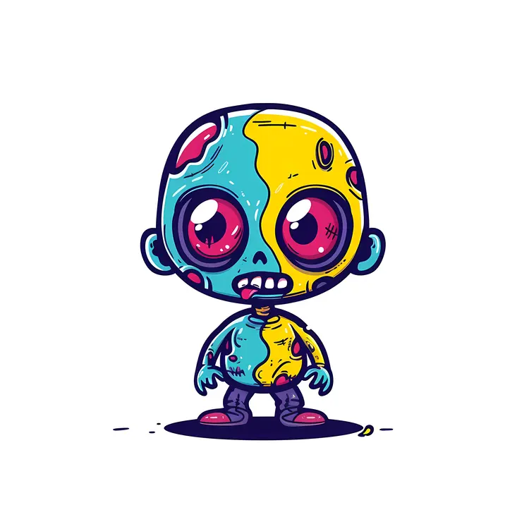 Blue and Yellow Zombie Cartoon Character