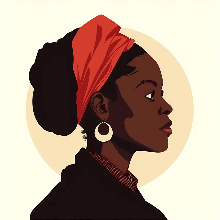 Colorful Abstract Portrait of a Woman with Headwrap