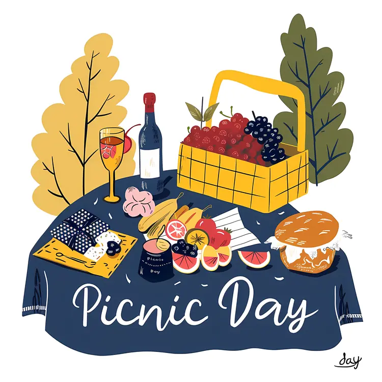 Picnic Day with Food and Basket