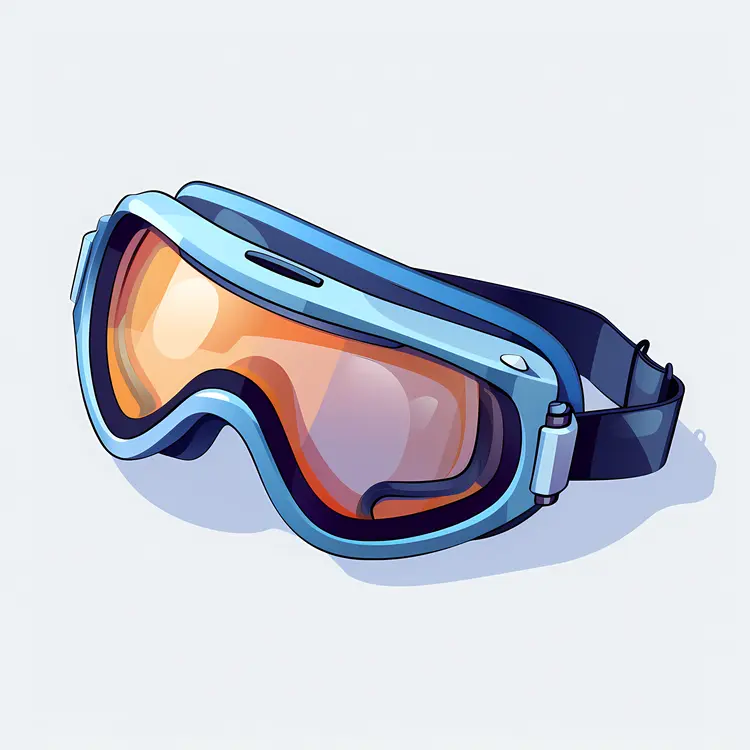 Blue Ski Goggles with Orange Lens