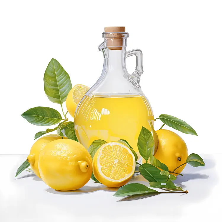 Fresh Lemon Juice in a Bottle with Lemons
