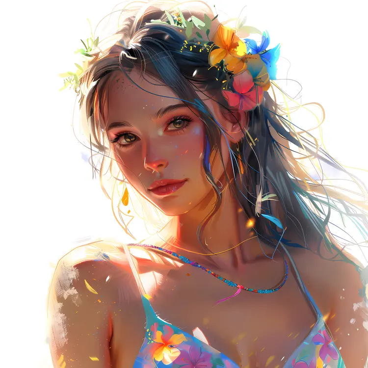 Beautiful Woman with Floral Headpiece