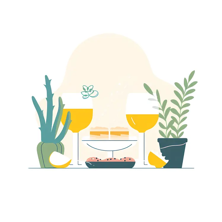 Wine and Plants on a Table