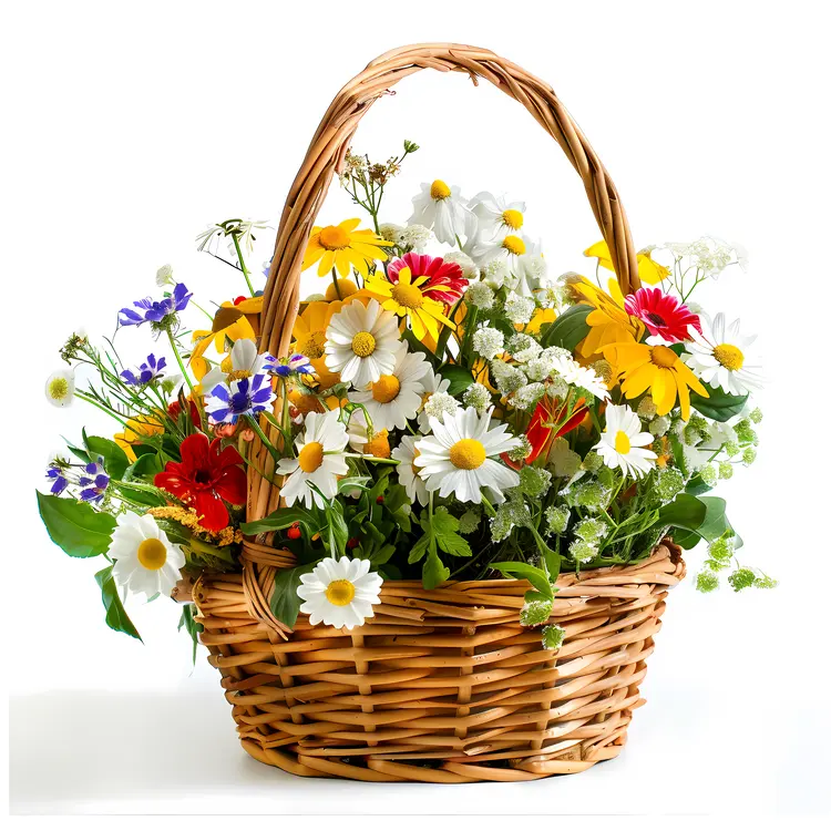 Colorful Flower Basket with Daisies