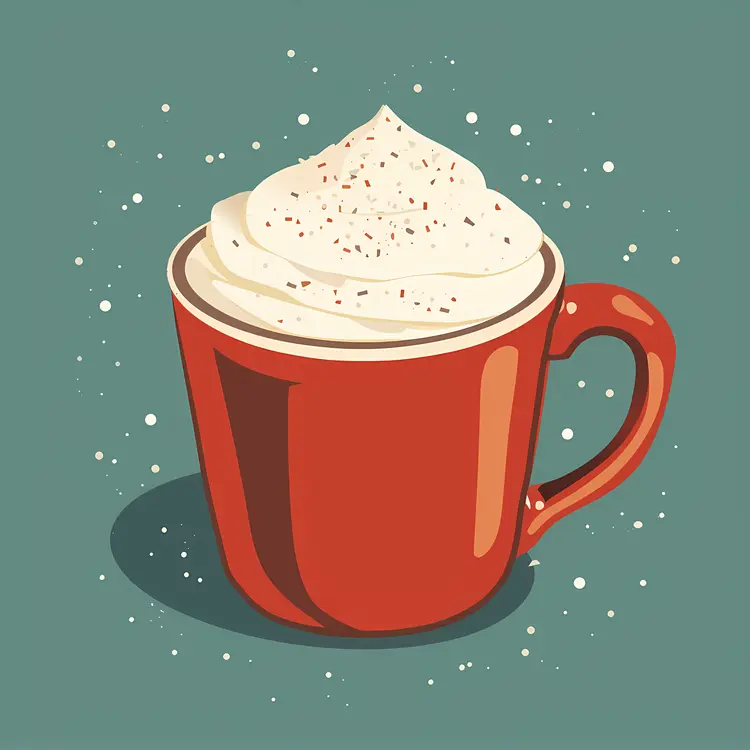 Hot Chocolate with Whipped Cream in Red Cup